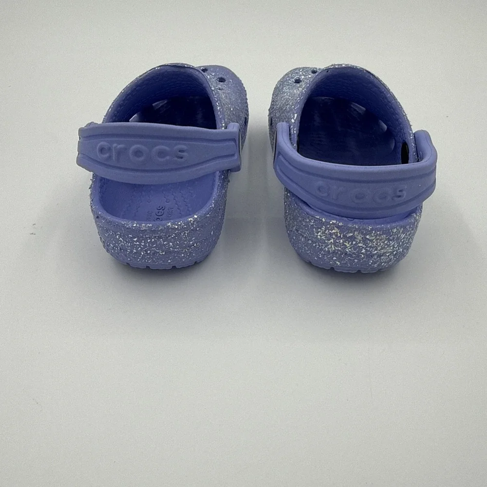 Crocs Girls Classic Lavender Purple Starry Glitter Clog Silver Toddler Size  6C